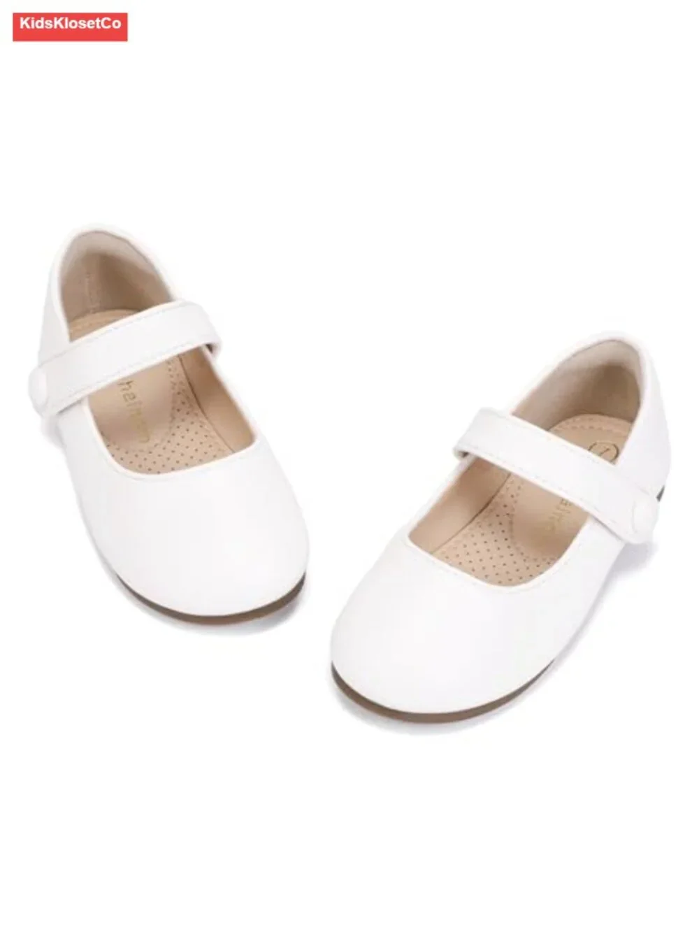 Faux Leather Mary Jane Flats with Hook & Loop Closure for Girls